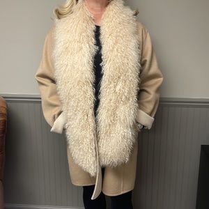 Vintage Escada Reversible Coat W/Mongolian Lamb Collar